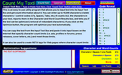 Image of Count My Text document management and word counter in action. This image uses javascript to illustrate a point. Please turn on javascript if you do not have it active already.